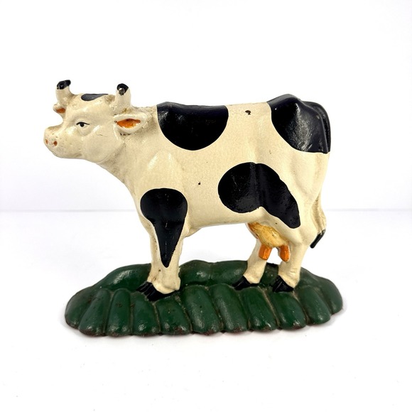 Other - Vintage Cast Iron Cow‎ Farm Animal Figurine Hand Painted Country Decor